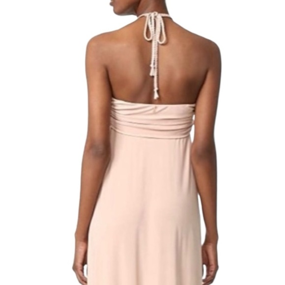 Misa Los Angeles Anya Peach Deep V Neck Ruched Halter Maxi Dress Women’s XS - Picture 4 of 16